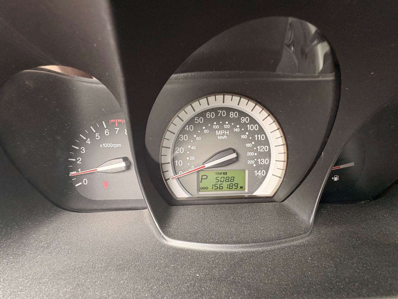 2007 Kia Spectra EX odometer showing 156,189 miles